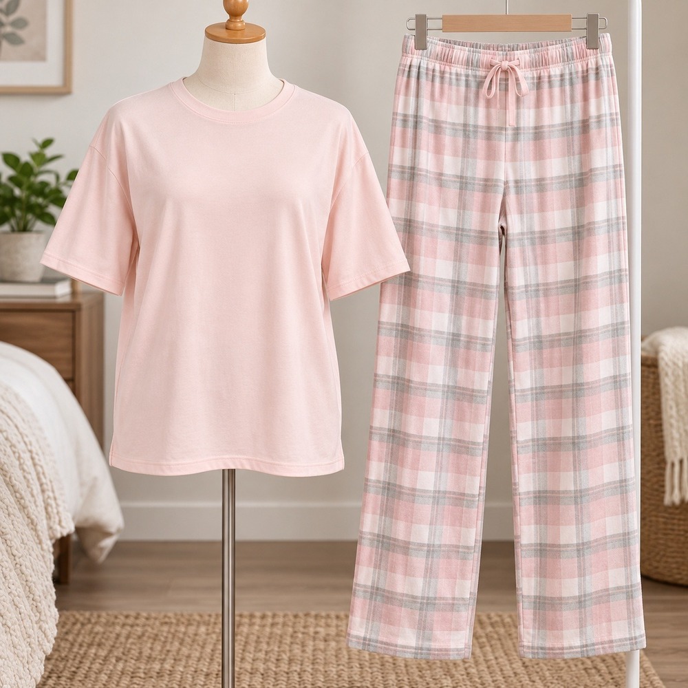 NWT Muk Luks Pajama Set Womens 3X Pink Plaid Long Sleeve Top Pants Loungewear